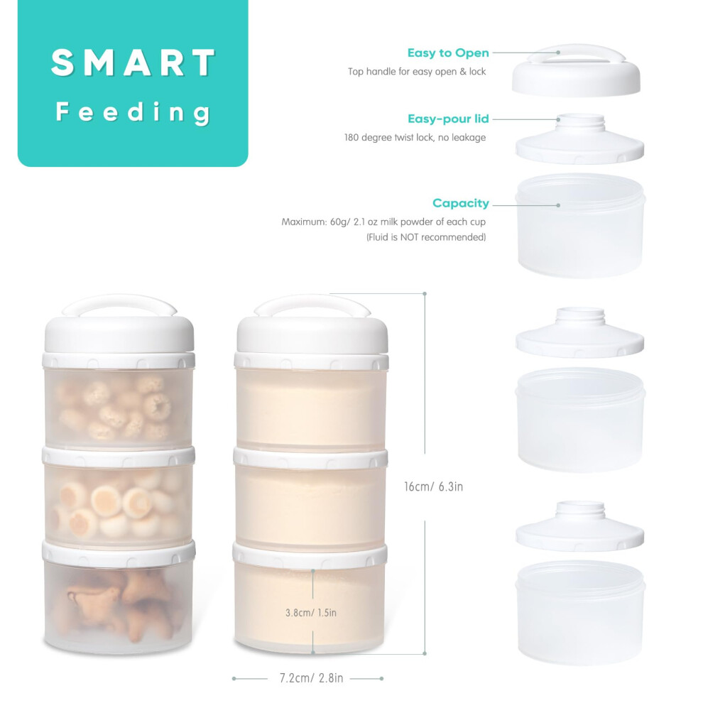 Termichy Baby Milk Powder Dispenser Pots Stackable Baby Formula Contai