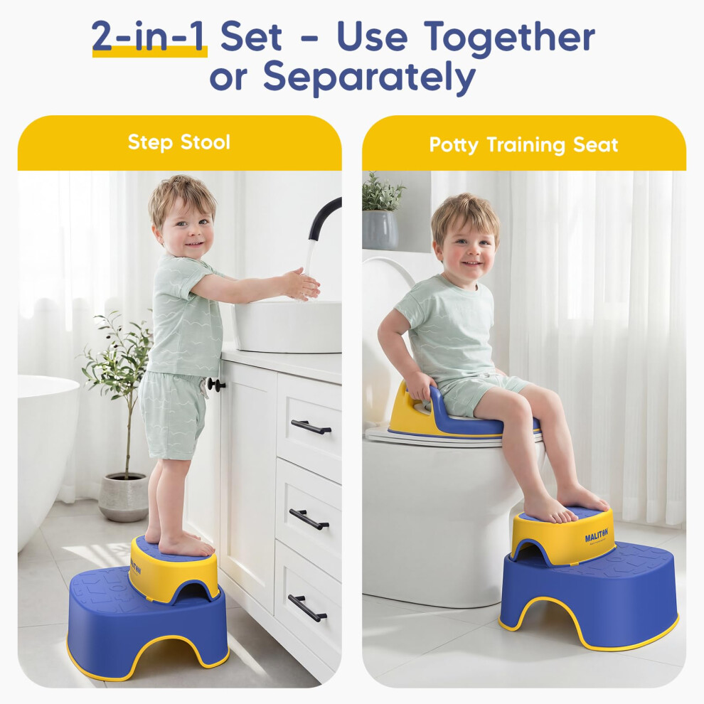 Maliton Potty Training Toilet Seat With 2 Step Stool Stable Toddler To