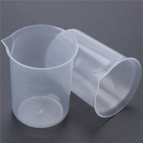 50mL Graduated Beaker Clear Plastic Measuring Cup for Lab 6 Pcs 1