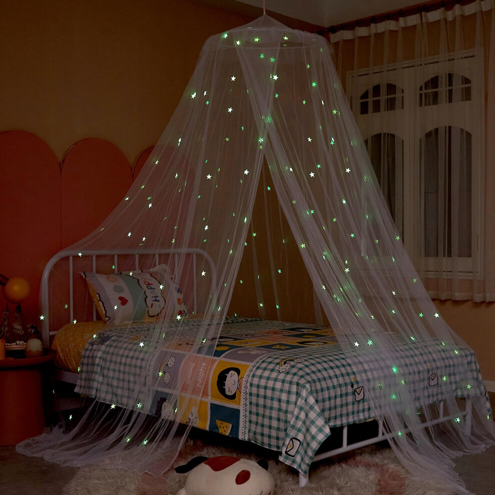 Ziqinpsq Bed Canopy For Girls With Glowing Starsprincess Bed Canopy Be