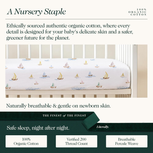 100% Organic Cotton Cot Bed Sheets, 70 x 140 cm, Watercolors, 3-Pack 1