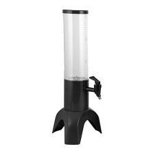 1.5L Beer Dispenser Tower Easy Clean Integrated Tap with Ice Tube and LED Light Clear Beverage Tower Dispenser Black