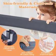 GYMAX Bed Rails for Toddlers Foldable Baby Bed Guard Gray 120CM