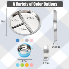 CLDY 4 Pack Stainless Steel Baby Feeding Set Baby Suction Plates and B