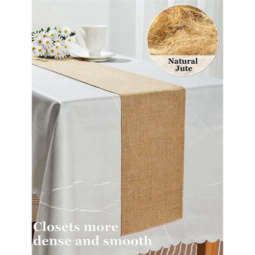 2X Table Runner 10 M X 30 cm Jute Table Runner Linen Jute Fabric, Table Runner Roll Table Decoration Wedding 2