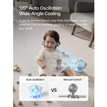 JISULIFE Chic Stroller Fan 2026 –Baby Cool Helper Smart 120 Auto Osci