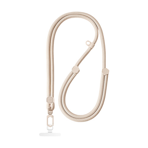 Stylish Phone Strap Featuring Hexagonal Metal Clip And-Be ige