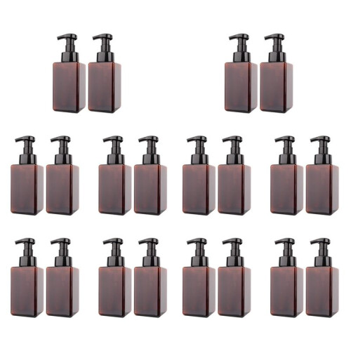 20 Pack Foaming Soap Dispenser 15Oz Refillable Foam Liquid Hand Soap Empty Plastic Pump Bottle Container - Brown 450Ml