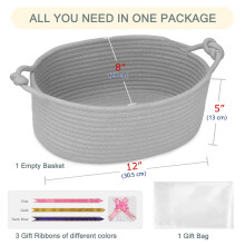 COMSE Gift Basket Empty Small Woven Basket with Gift Bags and Ribbons