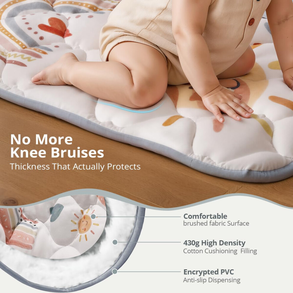 Comomy Baby Play Mats For Floor 127X127 Cm Quilted Soft Padded Playmat