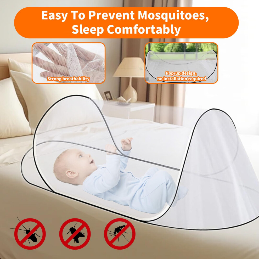 Aurobest 200 80 56Cm Foldable Popup Mosquito Net With Zip Portable Ultra Ligh