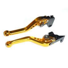 YAMAHA FZ6R 2009-2015 KURZE GOLDENE BREMS- UND KUPPLUNGSHEBEL RENNSTRECKE STRASSE S5ZB