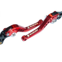 SUZUKI GS500E GS500F GS500 KURZE ROTE BREMS- UND KUPPLUNGSHEBEL STRASSENRENNEN GRAVIERT S16K