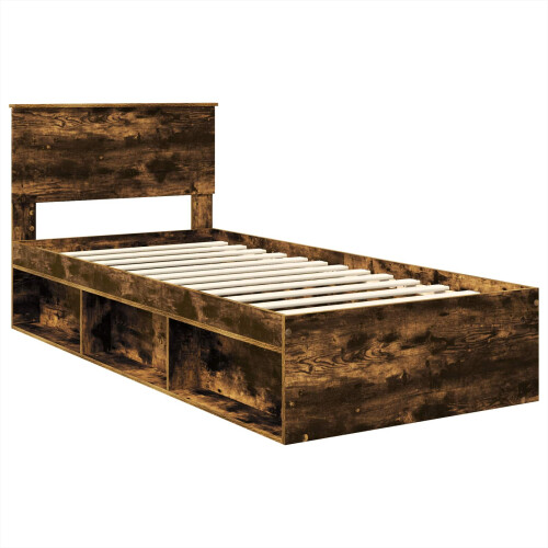 VidaXL vidaXL Bed Frame with Headboard Smoked Oak 75 x 190 cm Engineered wood 2