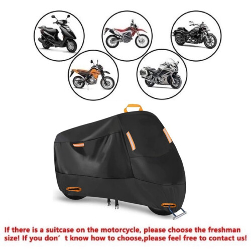 Waterproof Motorcycle Cover - 190T Silk Polyester, Rainproof & Dustproof  XL 2