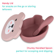 TUM TUM Stay Put Baby Bowl for Weaning Baby Suction Bowl with Lid Spo