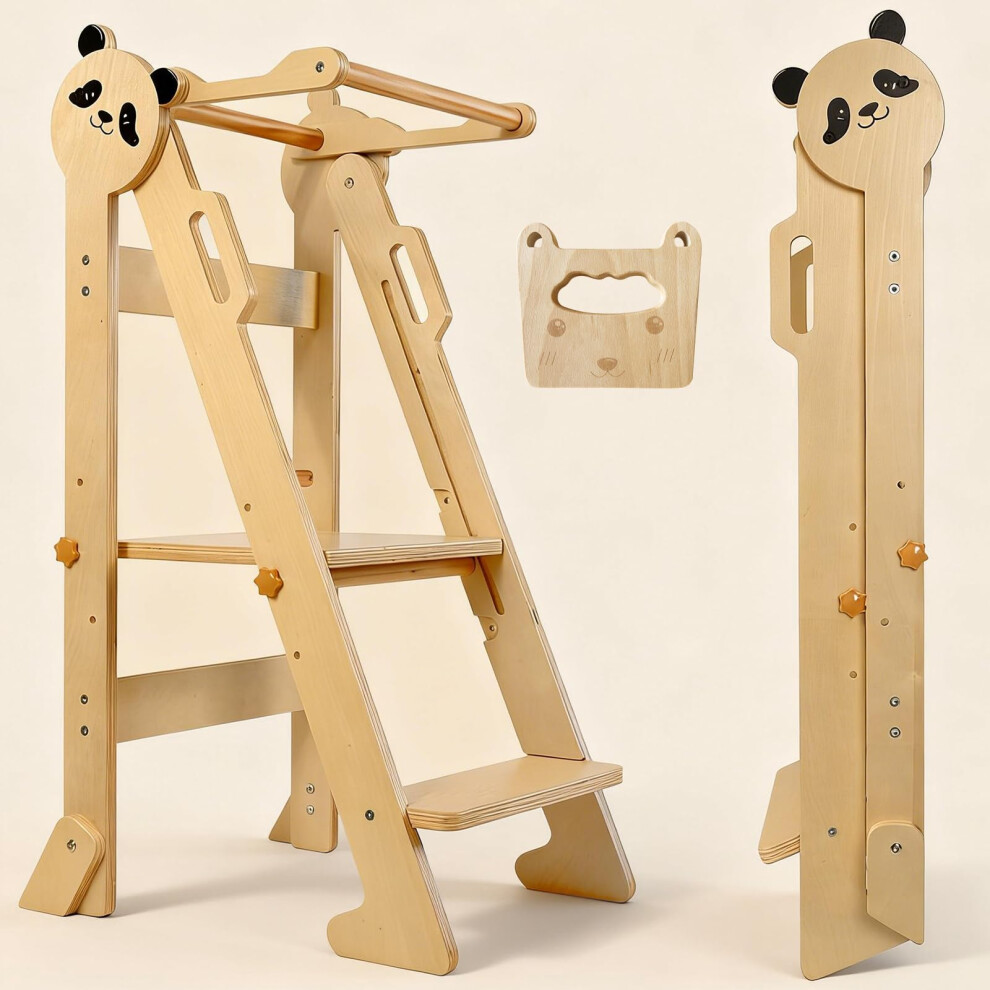 Bright Panda Montessori Foldable Learning Tower 3Level Adjustable Tod