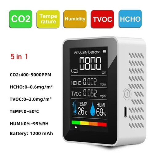 Monitortool voor CO2 HCHO TVOC temperatuur- en-MT05 Wit 2