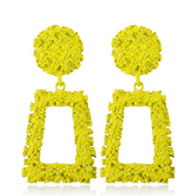 Exaggerated Frosted Geometric Trapezoidal Long Metal Earrings (Yellow) Surprise Gift
