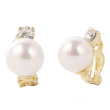 0402 Short Gold Baroque Earrings With Pearl Clips For Women Without Pierced Ears Surprise Gift