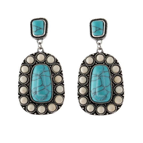 925 Sterling Silver Plated Turquoise Earrings (Silver) Surprise Gift