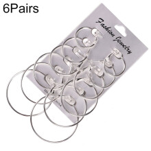 Women'S Fashionable, Unique, Exaggerated Hoop Earrings (Silver) - 6 Pairs Per Pair Surprise Gift