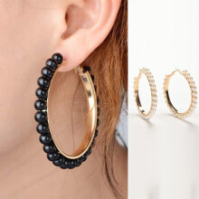 One Pair Of Large White Pearl Hoop Earrings For Sale For Girls. Surprise Gift