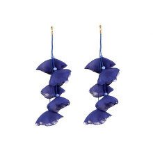 Long, Exaggerated Handmade Fabric Petal Earrings, Color: E1908-27 Blue Surprise Gift