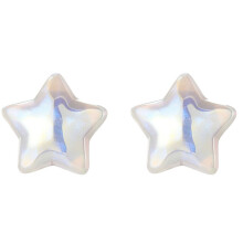 E2209-7 Pendientes de botón con estrella iridiscente de cinco puntas, regalo sorpresa de joyería