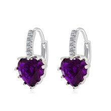 Cute 925 Sterling Silver Heart-Shaped Cubic Zirconia Earrings (Color: White Gold Zirconia) Surprise Gift