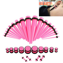 Acrylic Ear Amplifier Set (36 Pieces/Set) With Ear Amplifiers, 14G-00G Piercing Accessories (Pink) Surprise Gift