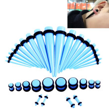 Acrylic Ear Amplifier Set (36 Pieces/Set) With Ear Amplifiers, 14G-00G Piercing Accessories (Light Blue) Surprise Gift