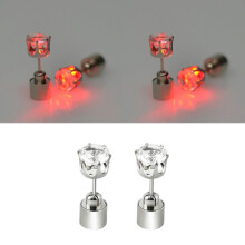 Pair Of Led Diamond Stud Earrings (Color: Red) Surprise Gift