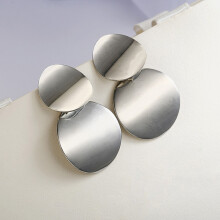 Unique Metal Dangling Earrings, Round Earrings, Jewelry (Silver) Surprise Gift