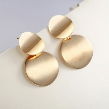 Unique Metal Dangling Earrings, Round Earrings, Jewelry (Gold). Surprise Gift