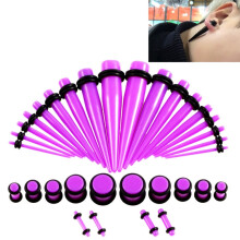 Sada akrylových zosilňovačov do uší (36 kusov/sada) s príslušenstvom do piercingu uší 14G-00G (fialová) prekvapivý darček