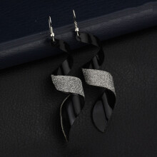 Matte Long Earrings, Twisted Hoop Earrings (Black) Surprise Gift