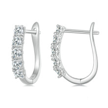 Mse011 Sterling Silver S925 Moissanite U-Shaped Pattern Earrings Surprise Gift