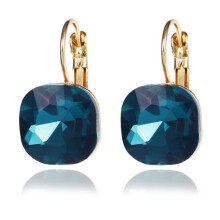 Women'S Fashion Square Stud Earrings With Crystal Rhinestones (Green) Surprise Gift