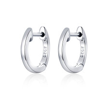 Simple Sterling Silver S925 Hoop Earrings, Color: Silver Surprise Gift