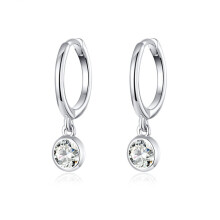 S925 Sterling Silver Plated White Gold Stud Earrings With Elegant Zircon Gems Surprise Gift