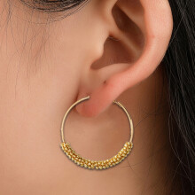 Women'S Hoop Earrings, Ethnic Vintage Beaded Bohemian Style Earrings Jewelry (Gold) Surprise Gift
