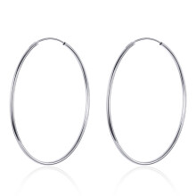 Large Hoop Earrings, Simple Style, Plated With White Gold And Sterling Silver, S925. Surprise Gift