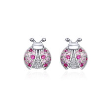 Sterling Silver Ladybug Earrings, Platinum Plated Earrings For Women Surprise Gift