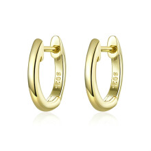 Simple Sterling Silver S925 Hoop Earrings, Gold Color. Surprise Gift