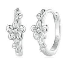 Bse767 Sterling Silver S925 Floral Vine Earrings Plated With White Gold And Zirconium Surprise Gift