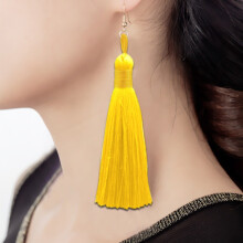 Three People Are Selling Bohemian-Style Fashionable Long Tassel Earrings (Yellow). Surprise Gift