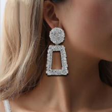 Simple Geometric Embossed Floral Metal Earrings, Retro And Stylish Unique Earrings (White) Surprise Gift