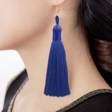 Three-To-One Sales Of Bohemian-Style Long Tassel Earrings (Blue) Surprise Gift