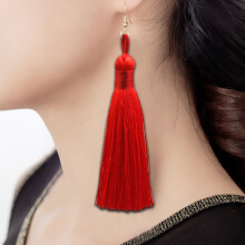 Three-To-One Sales Of Bohemian-Style Fashionable Long Tassel Earrings (Red) Surprise Gift